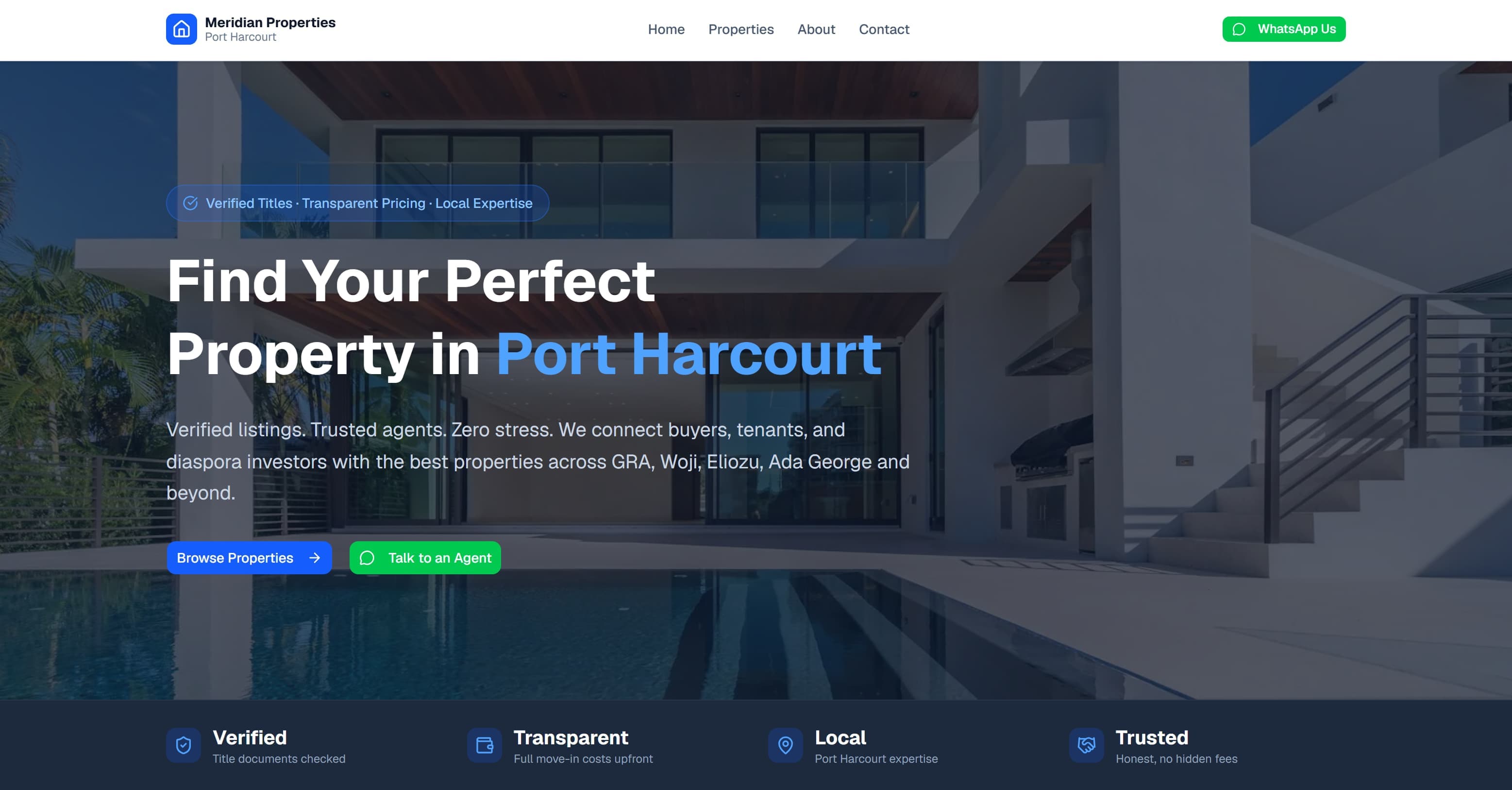 Meridian Properties — Port Harcourt real estate website