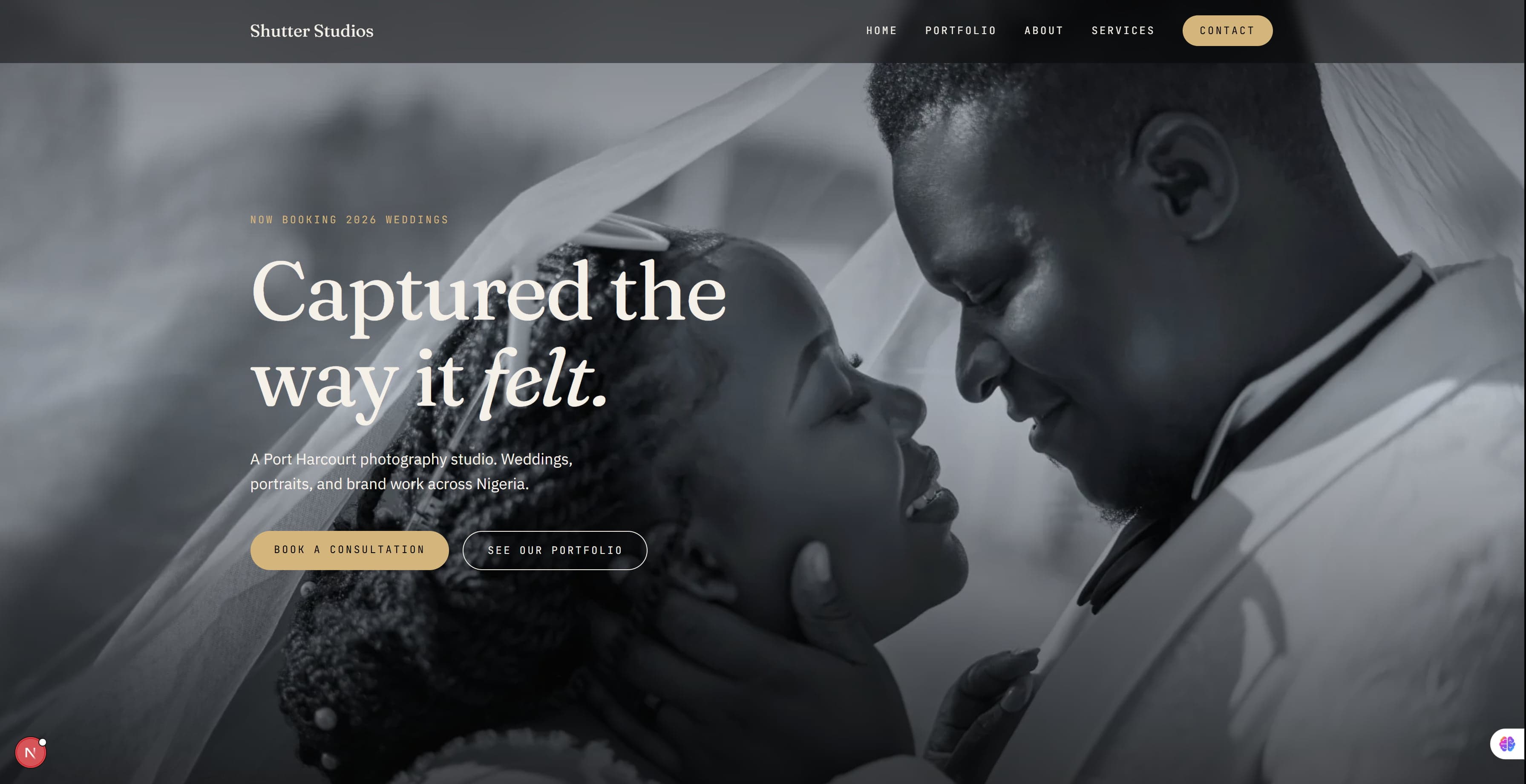 Shutter Studios — photography studio website
